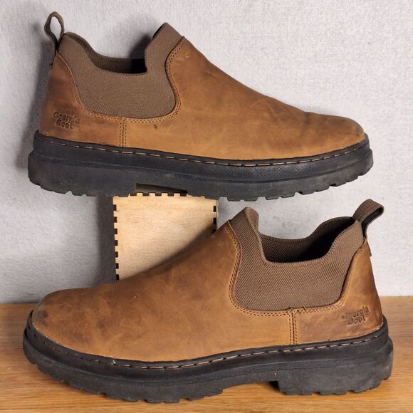 Georgia Boot Men’s 13 Romeo SuperLyte Brown Leather Chelsea Slip On Boots - Picture 4 of 12